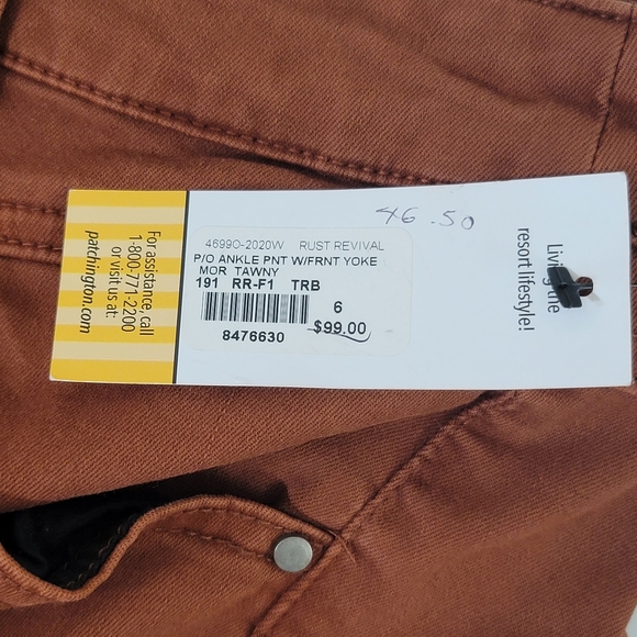 Patchington Pants Womens  Brown Mid Rise Ankle Flat Front Casual Comfort Size 6 - Picture 14 of 14